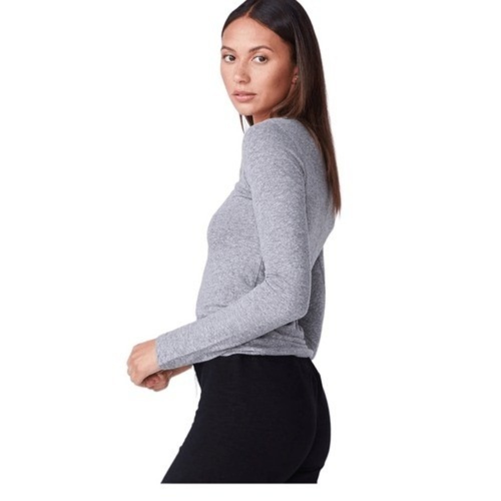 Monrow Womens Sz Large Charcoal Tri-Blend Fitted Long Sleeve Lightweight USA - Picture 9 of 10